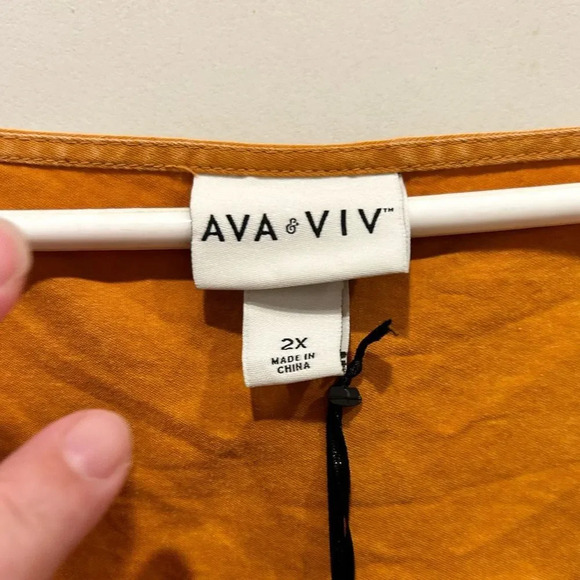 Ava & Viv Women's Copper Pumpkin 3/4‎ Ballon Sleeve Ruffle Hem Dress size 2X NWT - Picture 2 of 6